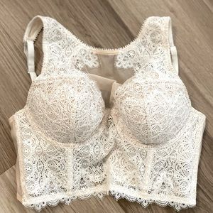 Victoria's Secret Ivory Chantilly 'High-neck' Lined-Demi Corset NEW (L010)